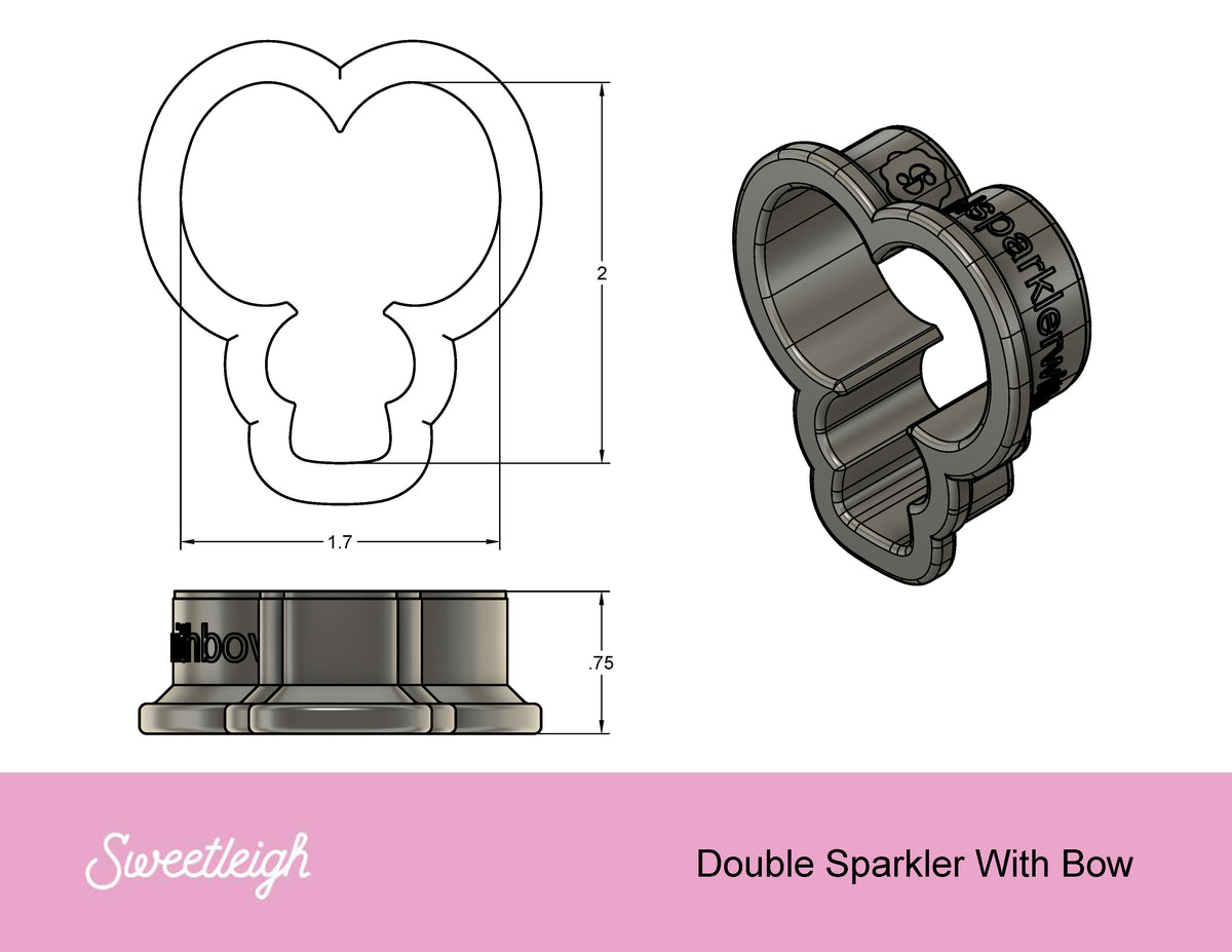 Double Sparkler with Bow Cookie Cutter