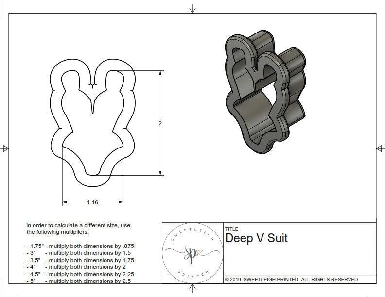 Deep V Bathing Suit Cookie Cutter - Sweetleigh 