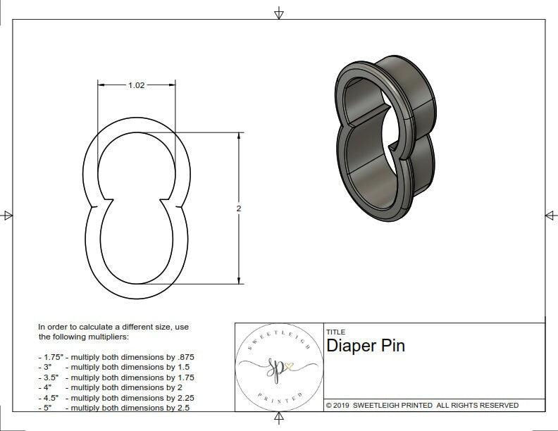 Diaper Pin Cookie Cutter - Sweetleigh 