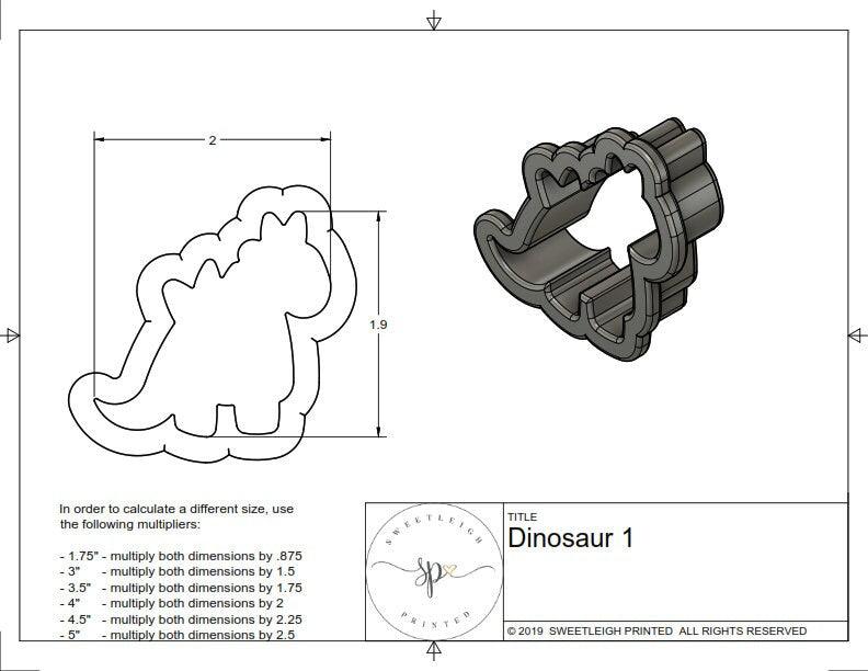 Dinosaur 1 Cookie Cutter - Sweetleigh 