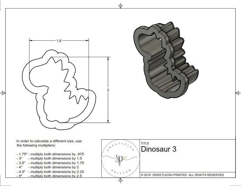 Dinosaur 3 Cookie Cutter - Sweetleigh 