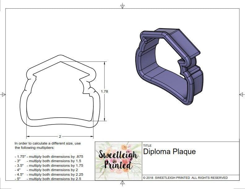 Diploma Plaque Cookie Cutter - Sweetleigh 
