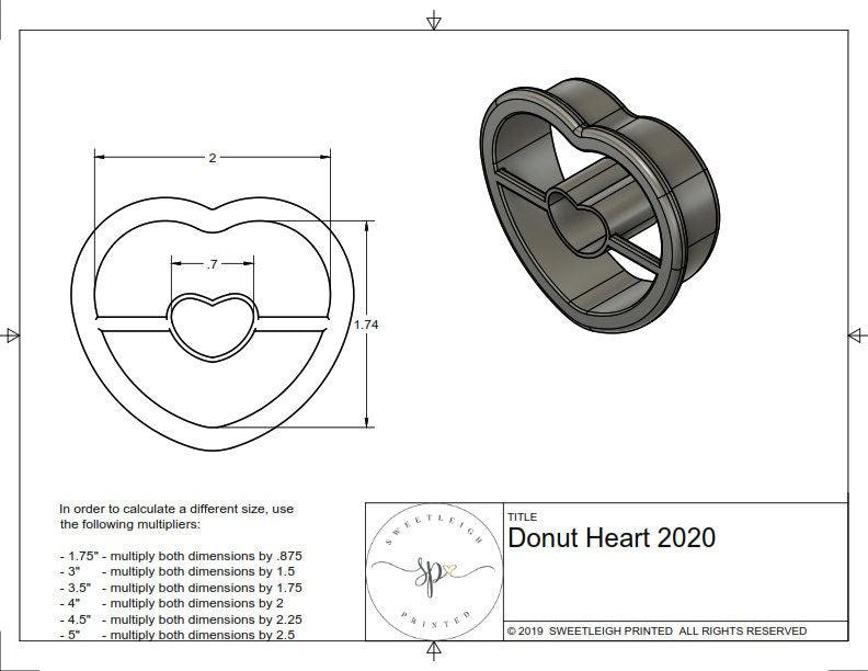 Donut Heart 2020 Cookie Cutter - Sweetleigh 