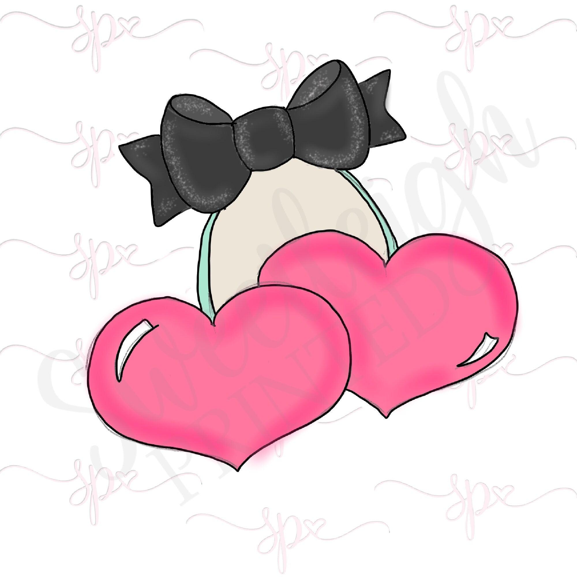 Double Heart Cherry with Bow Cookie Cutter - Sweetleigh 