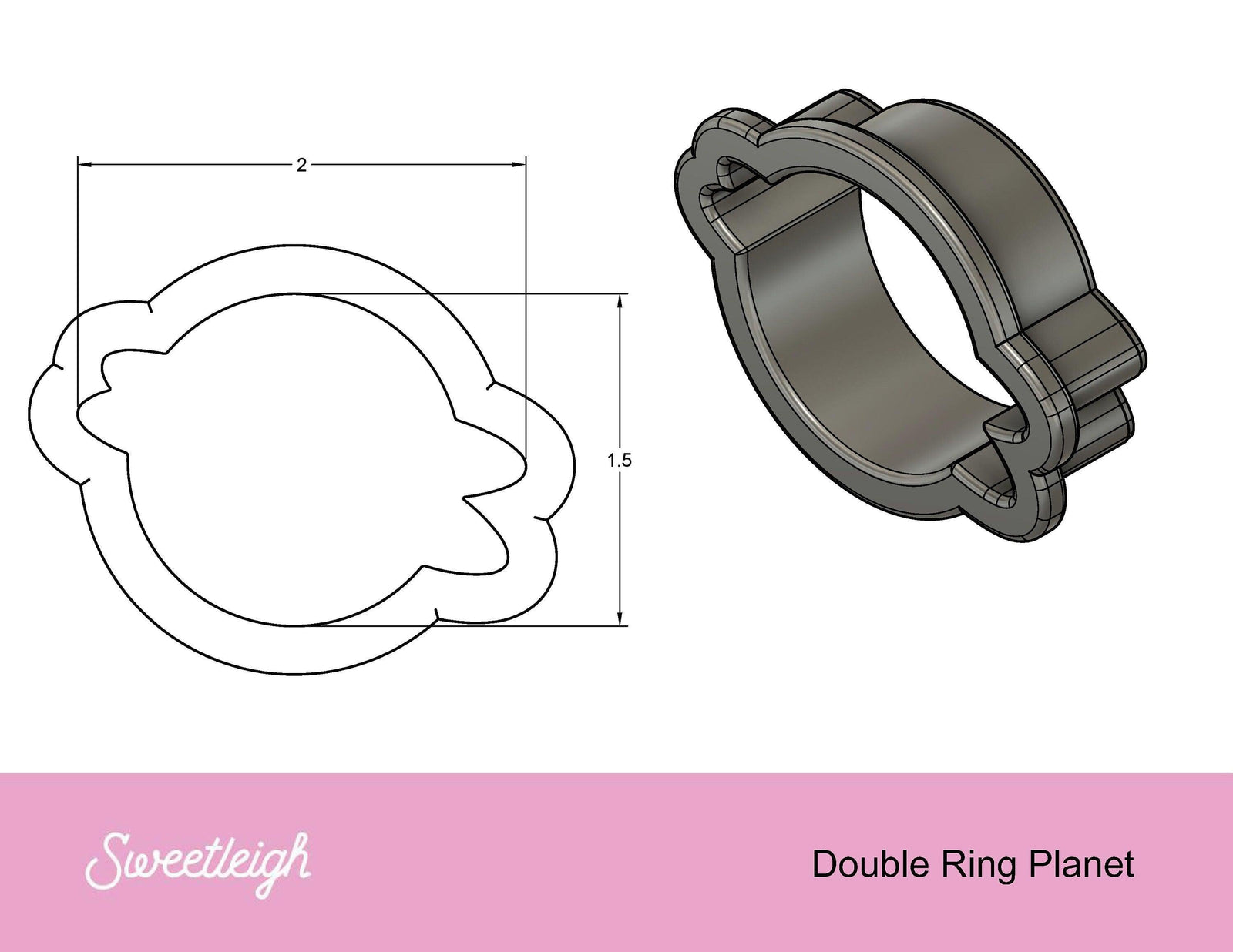 Double Ring Planet Cookie Cutter - Sweetleigh 