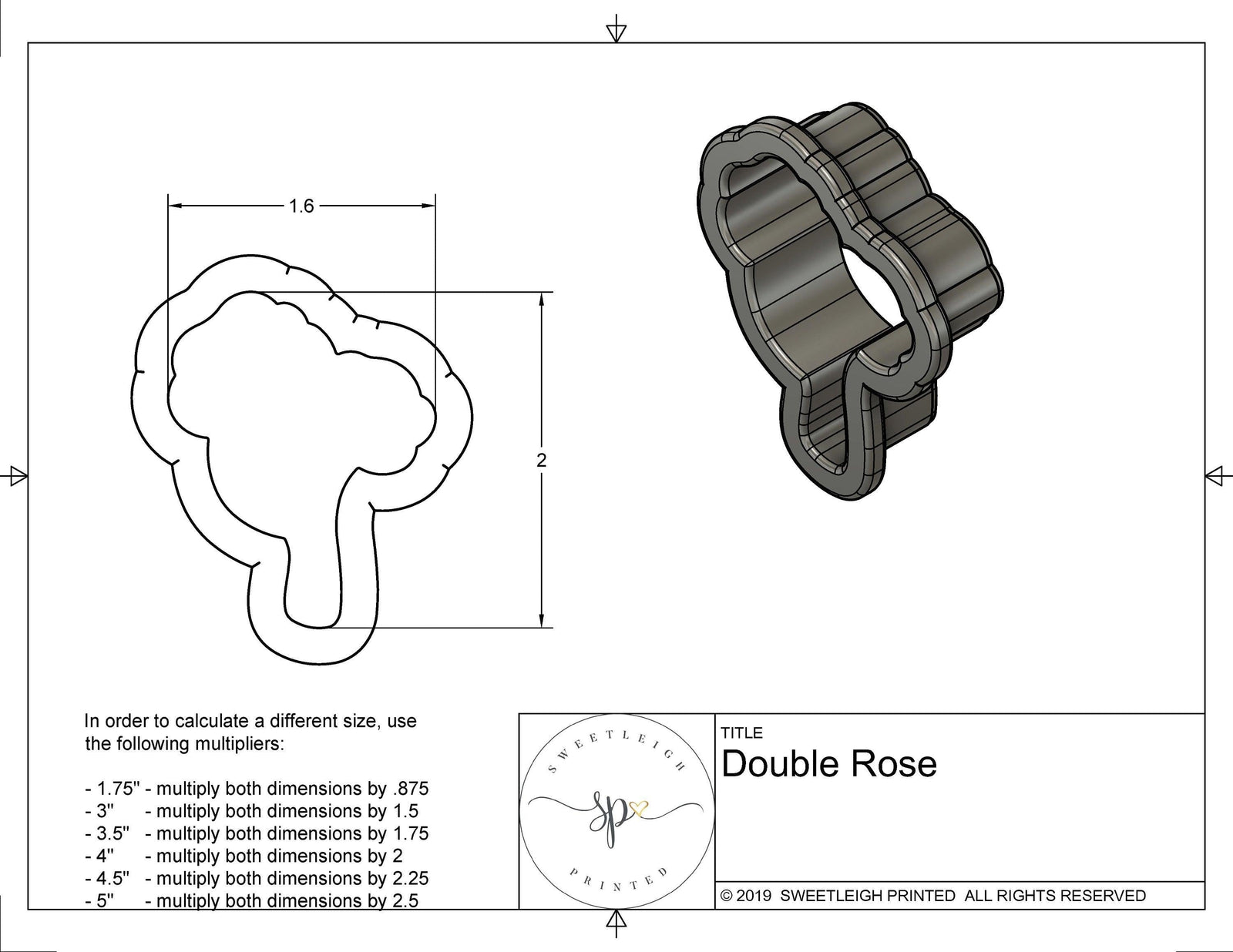 Double Rose Cookie Cutter - Sweetleigh 