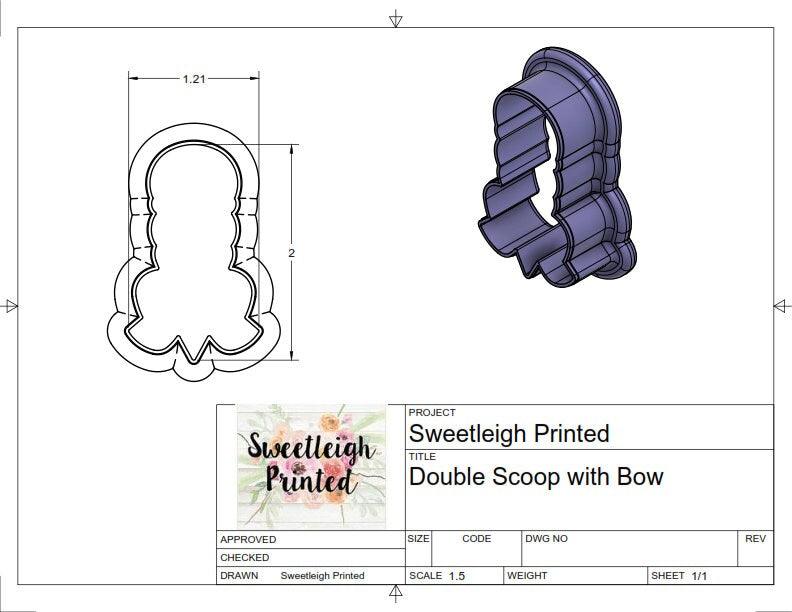 Double Scoop with Bow Cookie Cutter - Sweetleigh 
