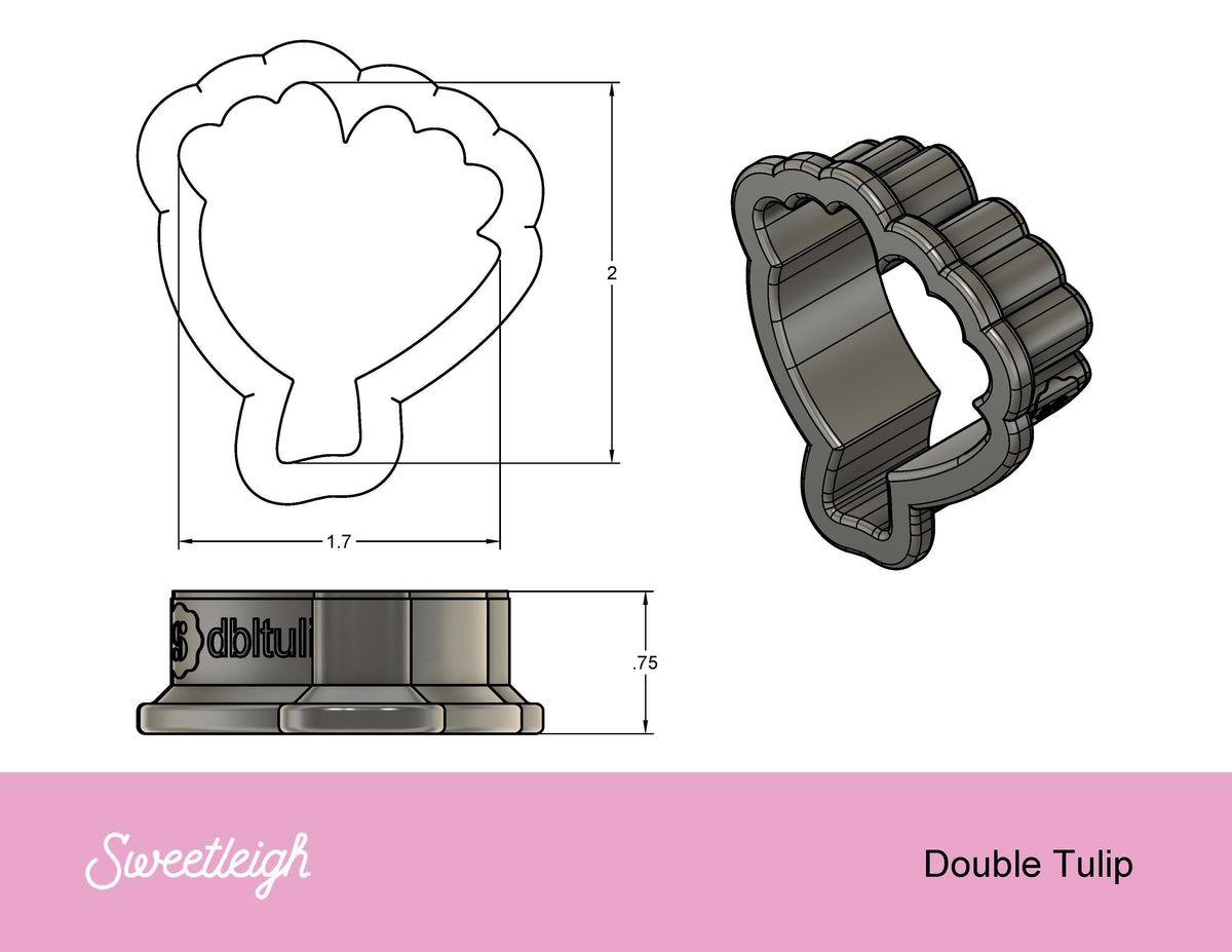 Double Tulips Cookie Cutter - Sweetleigh 