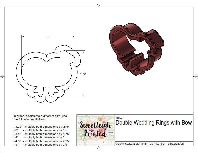 Double Wedding Rings with Bow Cookie Cutter - Sweetleigh 