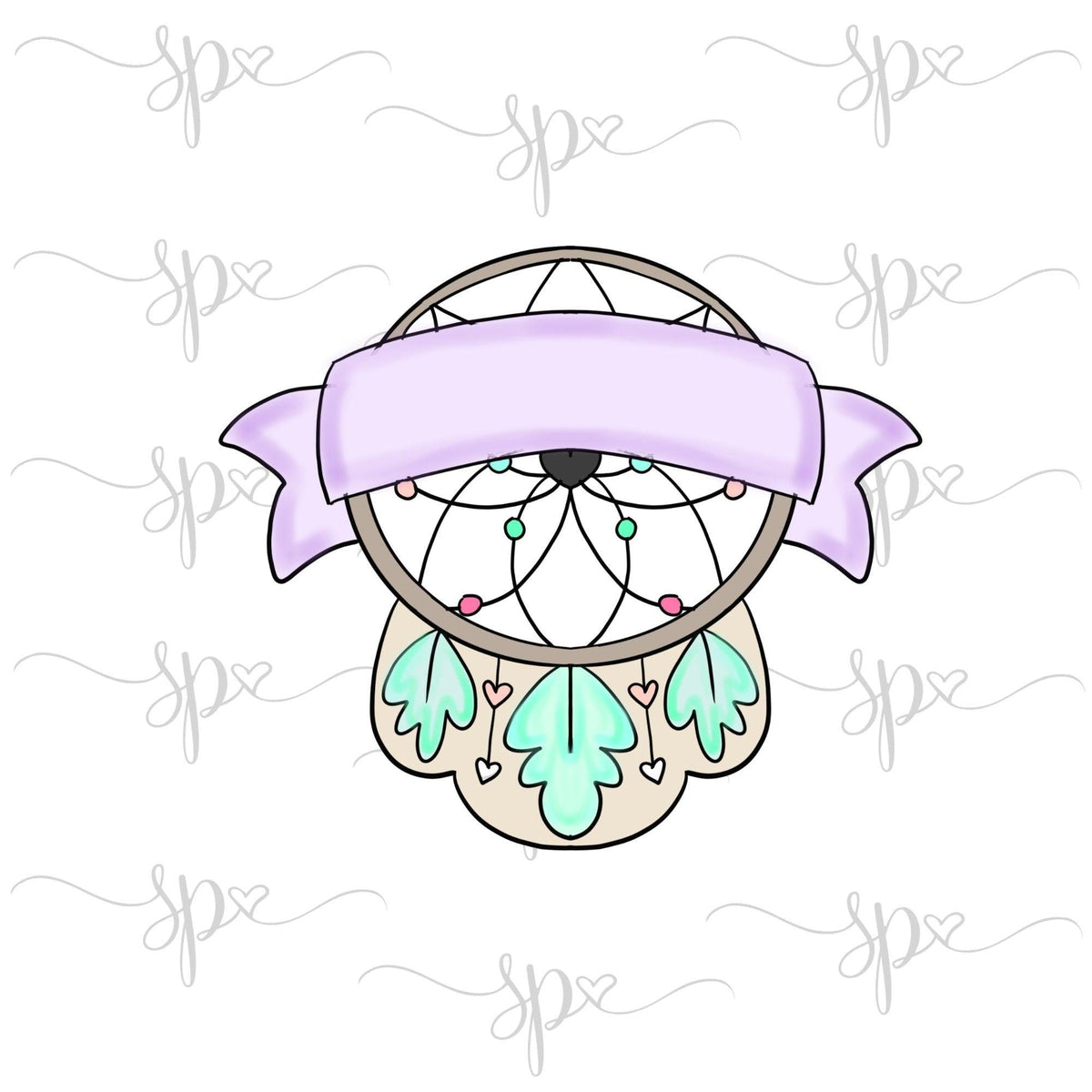 Dream Catcher with Banner Cookie Cutter - Sweetleigh 