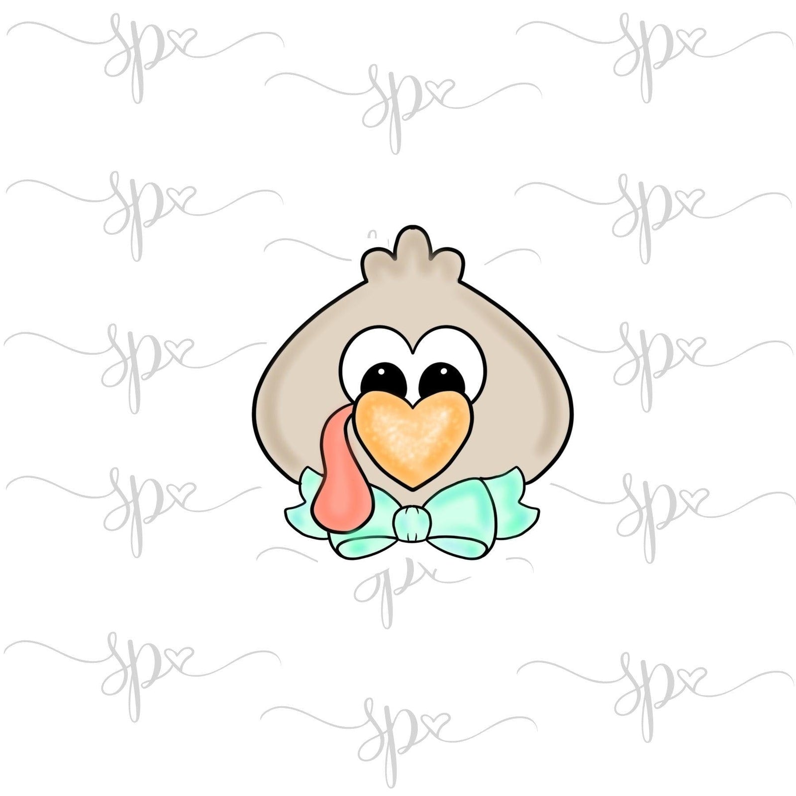 Droopy Turkey Face with Bowtie Cookie Cutter - Sweetleigh 