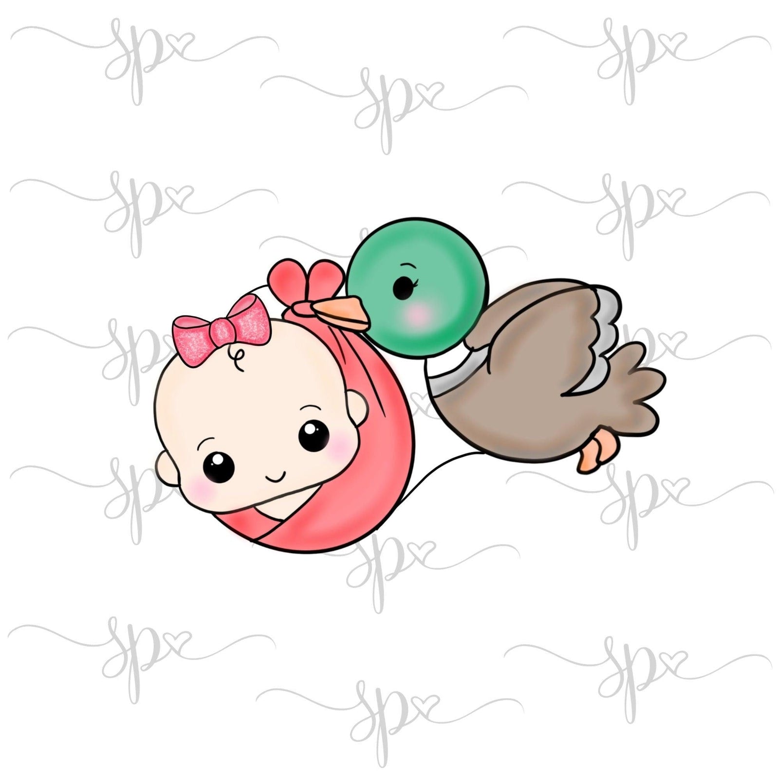 Duck with Girl Baby Cookie cutter - Sweetleigh 