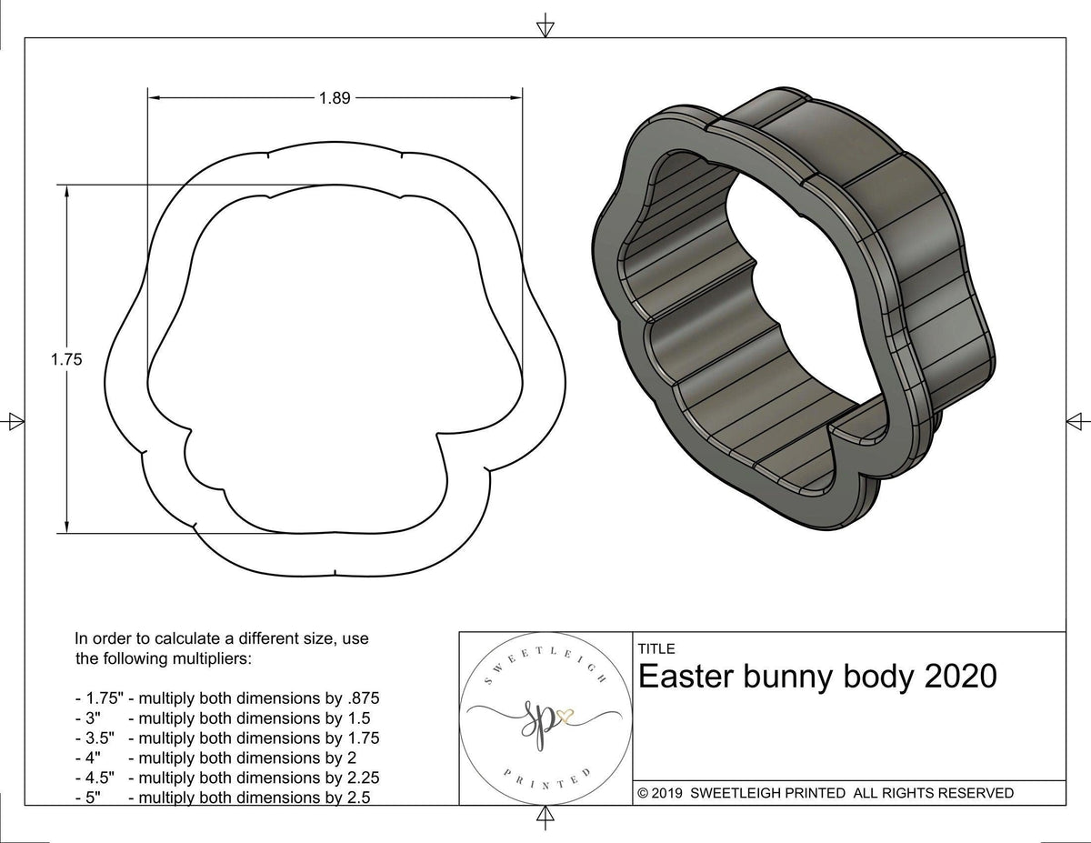 Easter Bunny 2020 Cookie Cutter - Sweetleigh 