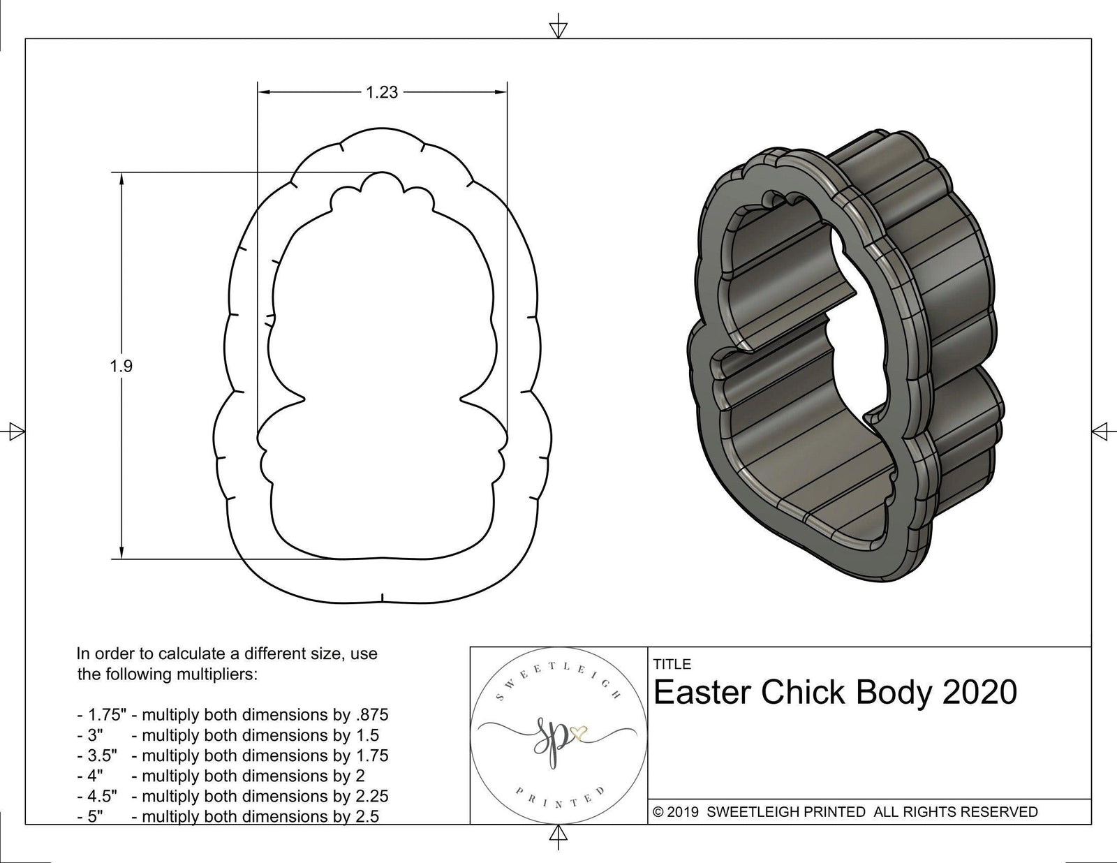 Easter Chick 2020 Cookie Cutter - Sweetleigh 