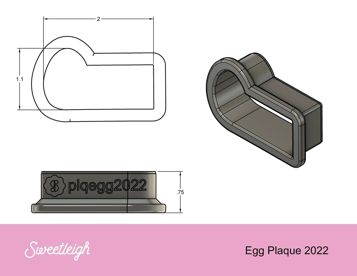 Egg Plaque 2022 Cookie Cutter - Sweetleigh 