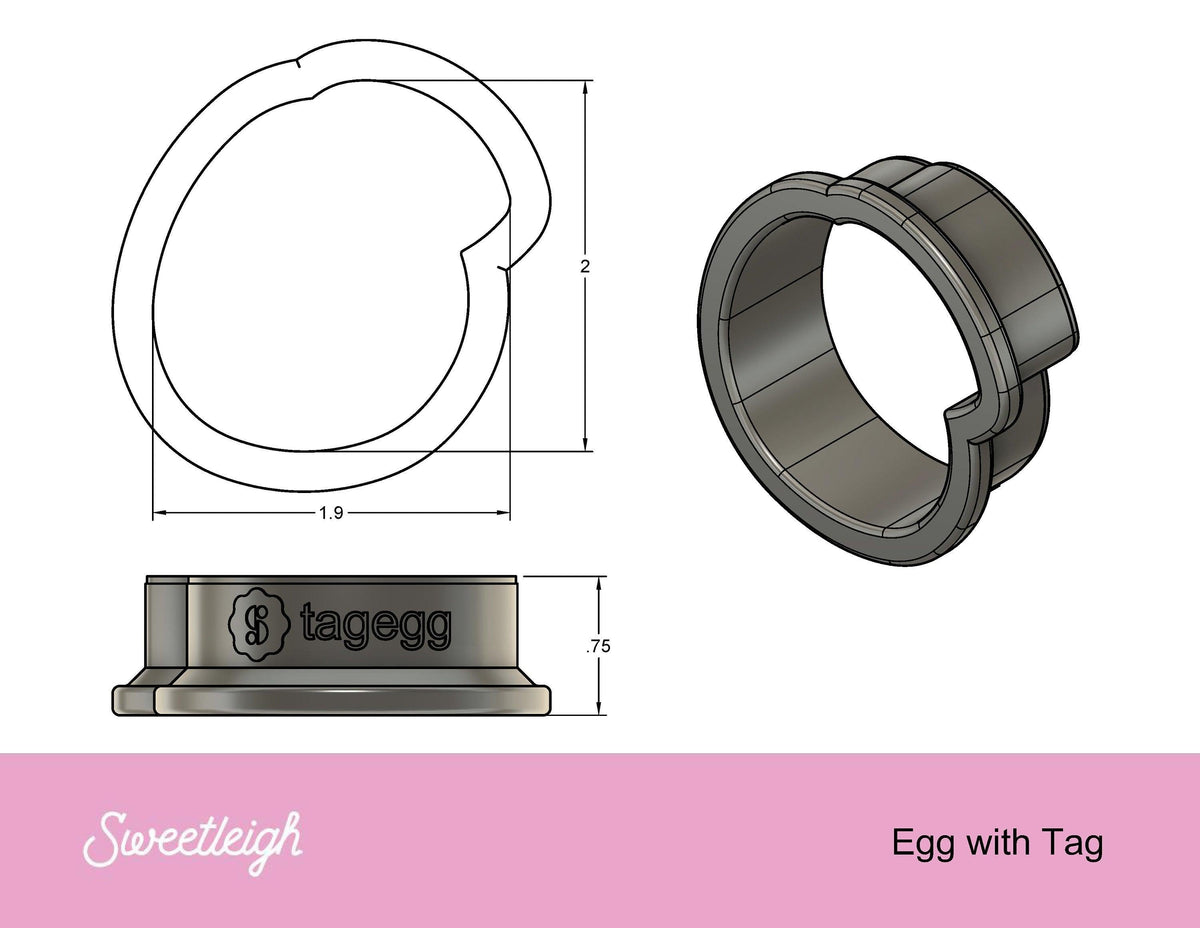 Egg with Tag 2022 Cookie Cutter - Sweetleigh 