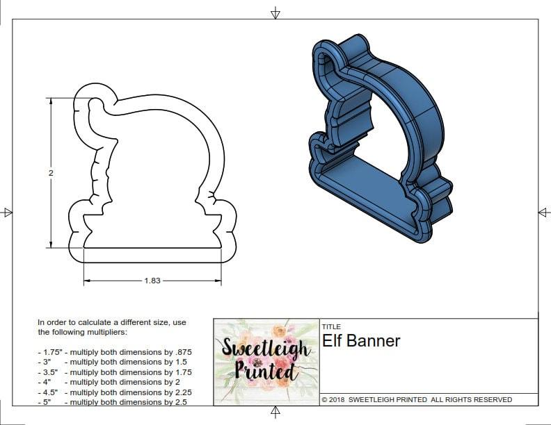 Elf Banner Cookie Cutter - Sweetleigh 