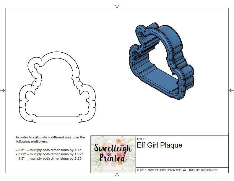 Elf Girl Candy Plaque™ Cookie Cutter - Sweetleigh 