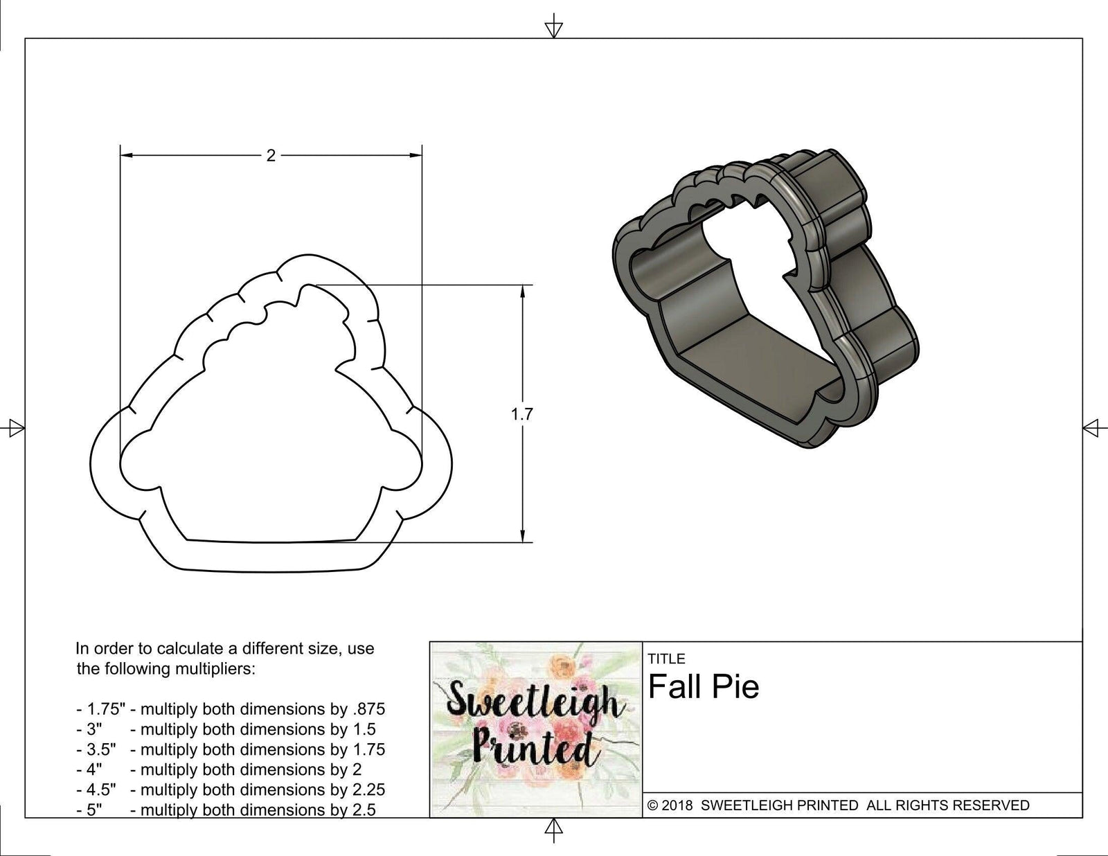 Fall Pie Cookie Cutter - Sweetleigh 