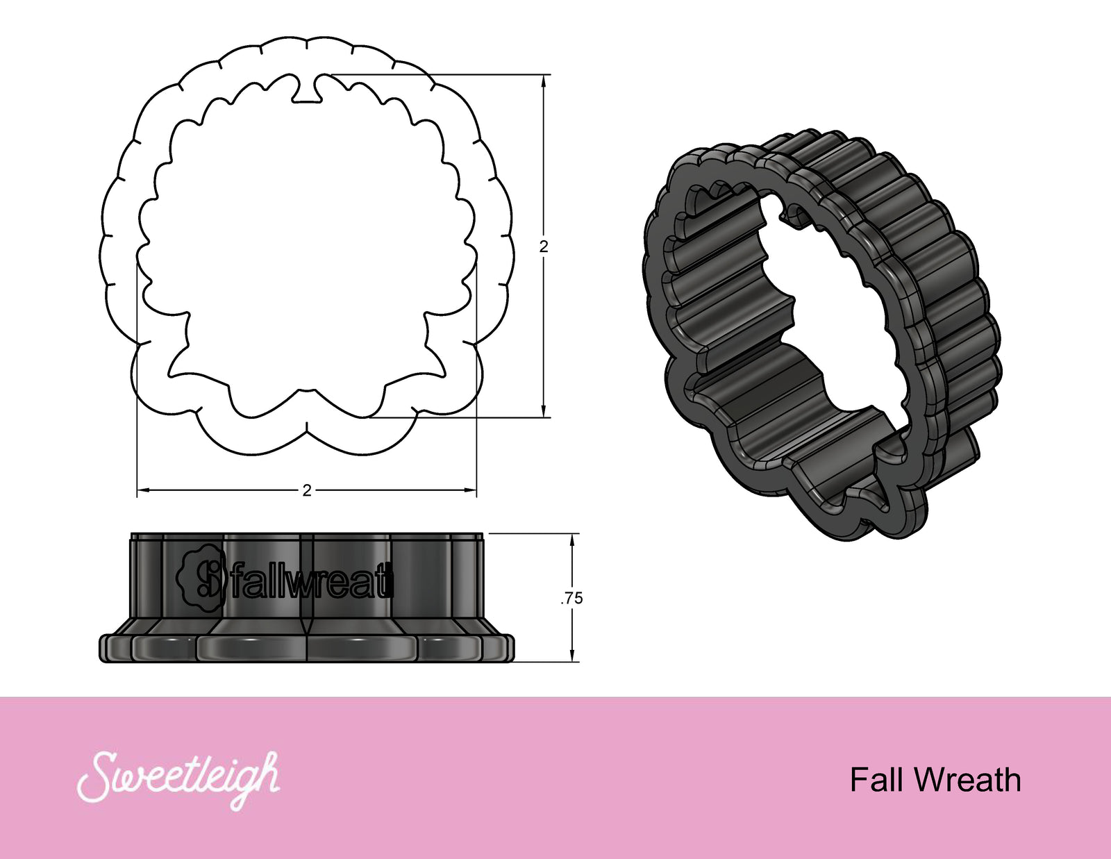 Fall Wreath Cookie Cutter - Sweetleigh 