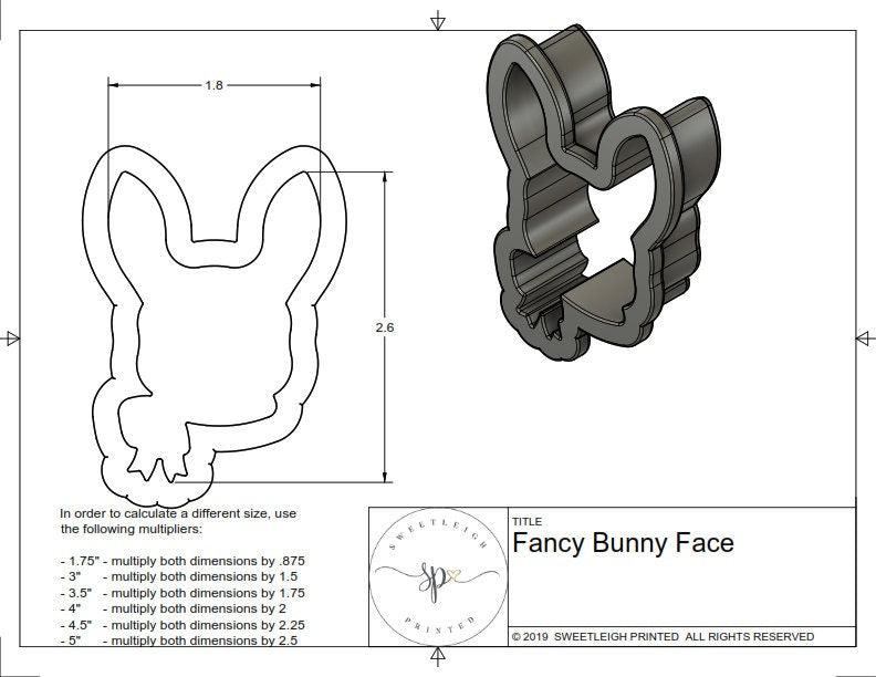 Fancy Bunny Face Cookie Cutter - Sweetleigh 