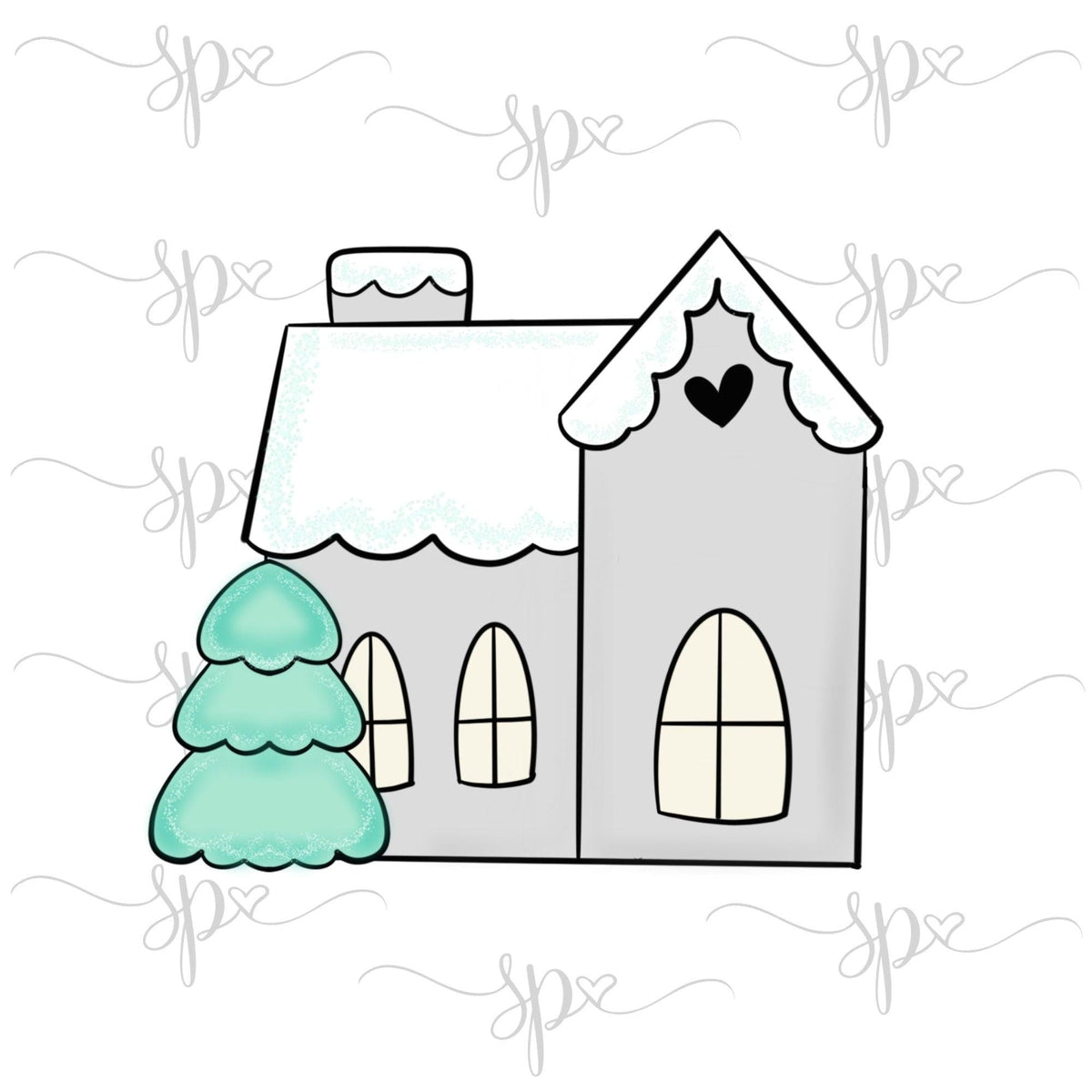Farmhouse 1 with Tree Cookie Cutter - Sweetleigh 