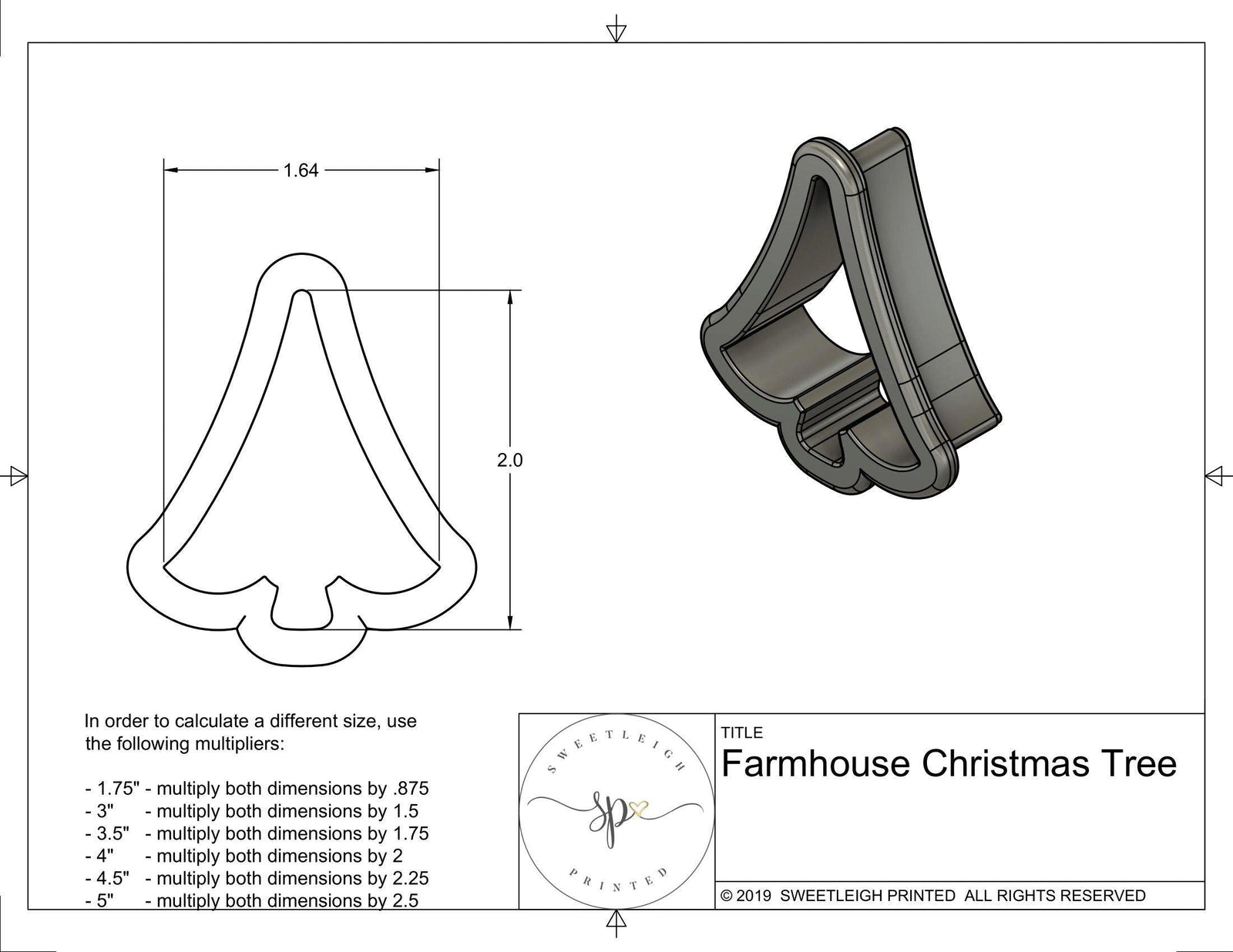 Farmhouse Christmas Tree Cookie Cutter - Sweetleigh 