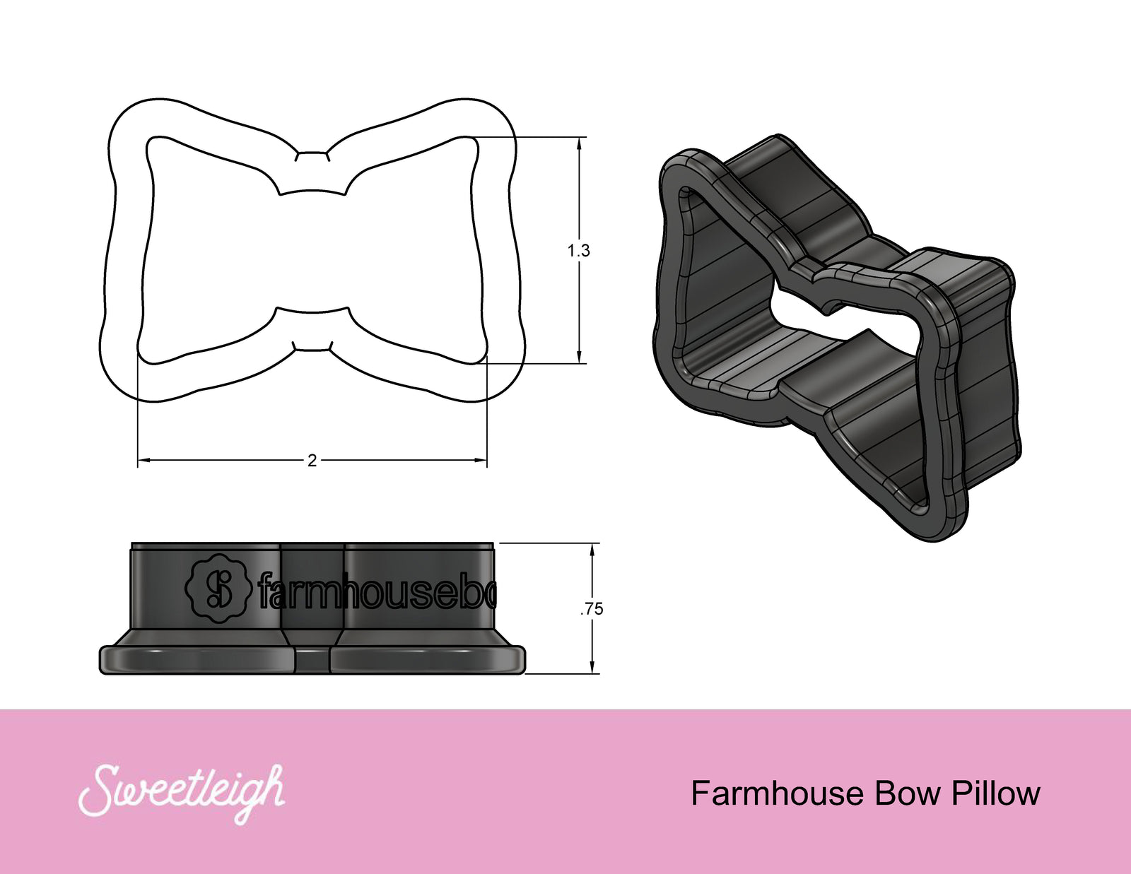 Farmhouse Bow Pillow Cookie Cutter - Sweetleigh 