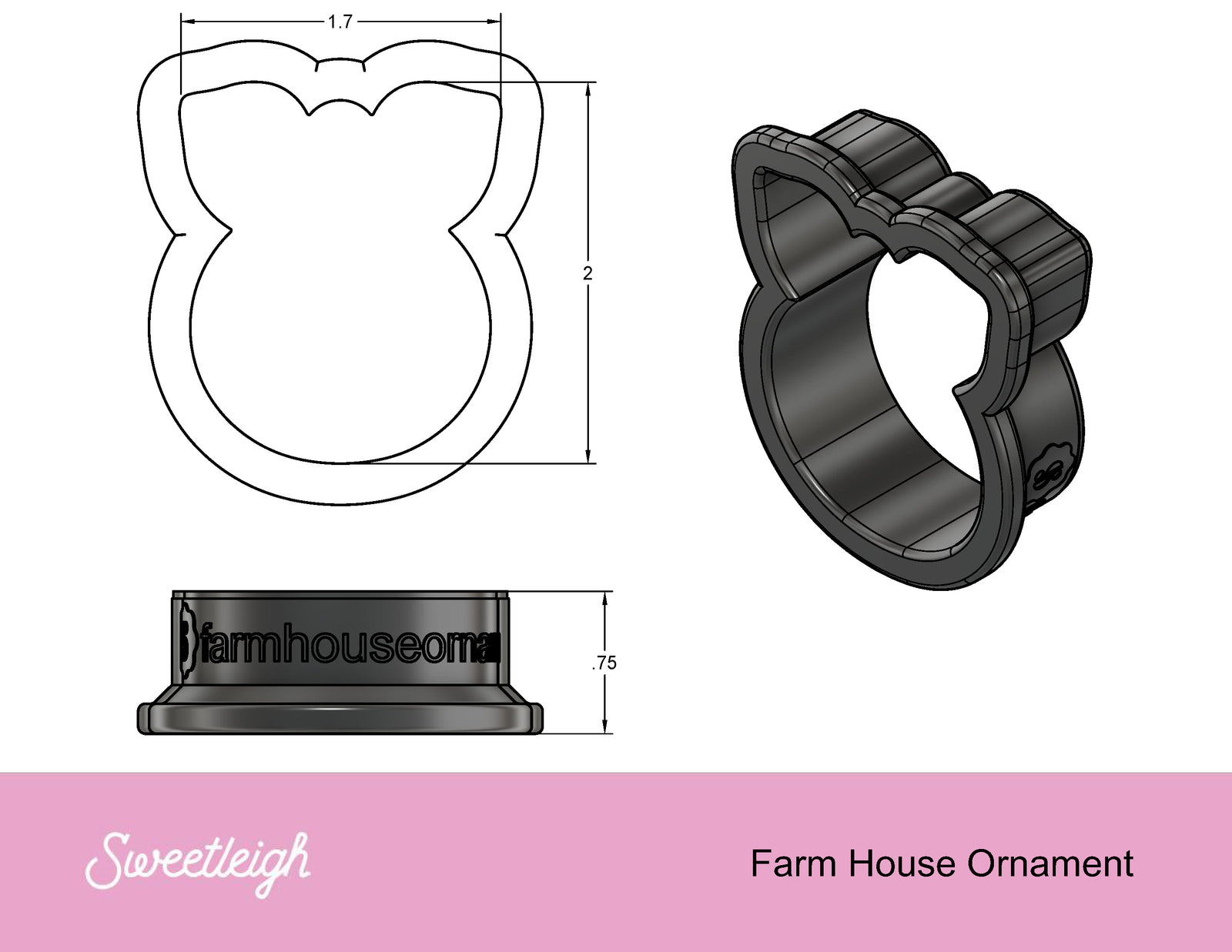 Farmhouse Ornament Cookie Cutter - Sweetleigh 