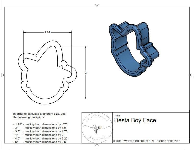 Fiesta Boy Face Cookie Cutter - Sweetleigh 