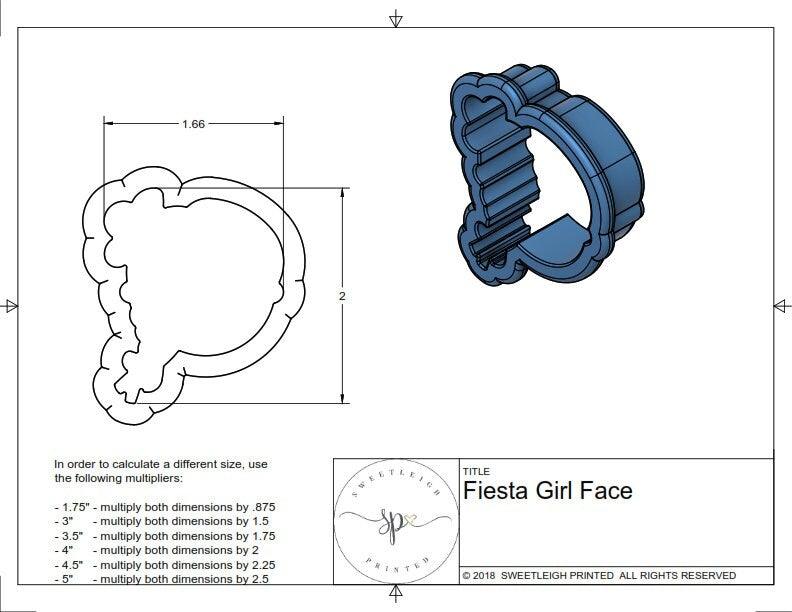 Fiesta Girl Face Cookie Cutter - Sweetleigh 