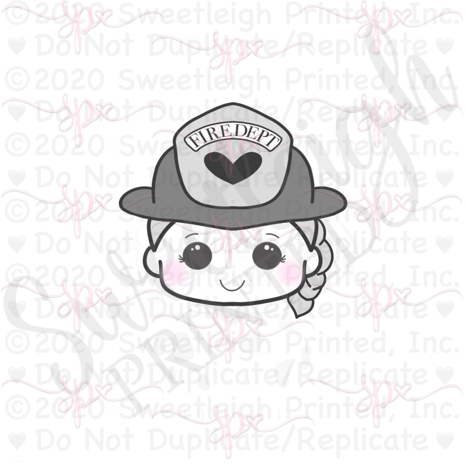 Fire Fighter Girl Face Cookie Cutter - Sweetleigh 