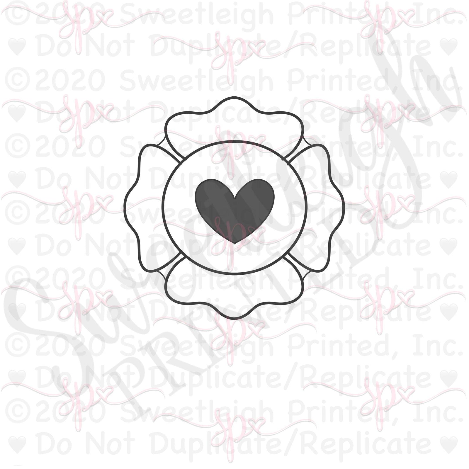 Firefighter Shield with Heart Cutout Cookie Cutter - Sweetleigh 