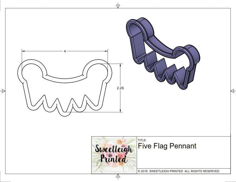Five Flag Pennant Cookie Cutter - Sweetleigh 