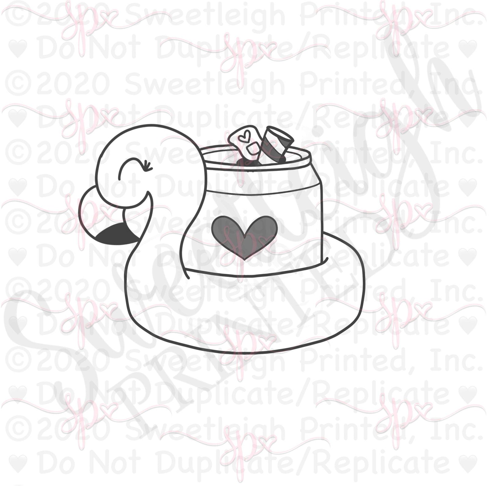 Flamingo Pool Float with Can and Straw Cookie Cutter - Sweetleigh 