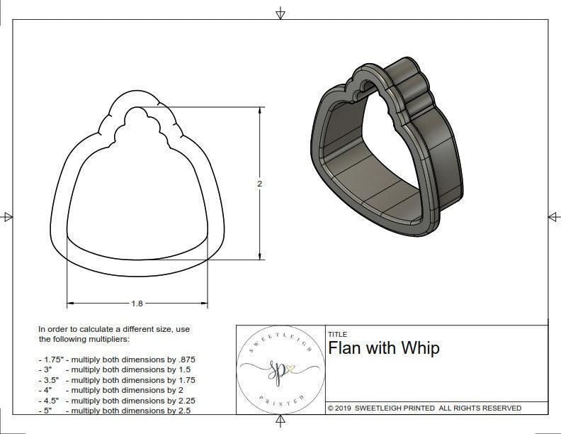 Flan with Whip Cream Cookie Cutter - Sweetleigh 