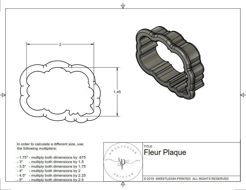 Fleur Plaque Cookie Cutter - Sweetleigh 