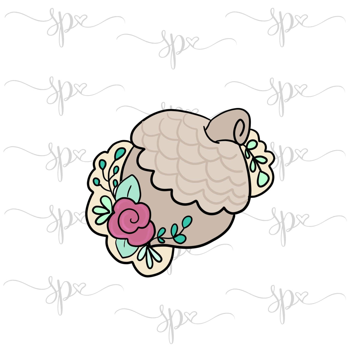 Floral Acorn Cookie Cutter - Sweetleigh 