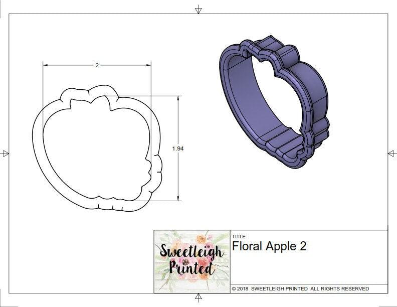 Floral Apple 2 Cookie Cutter - Sweetleigh 