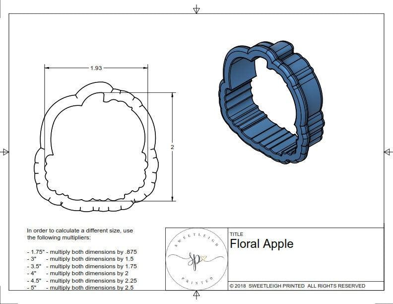 Floral Apple Cookie Cutter - Sweetleigh 