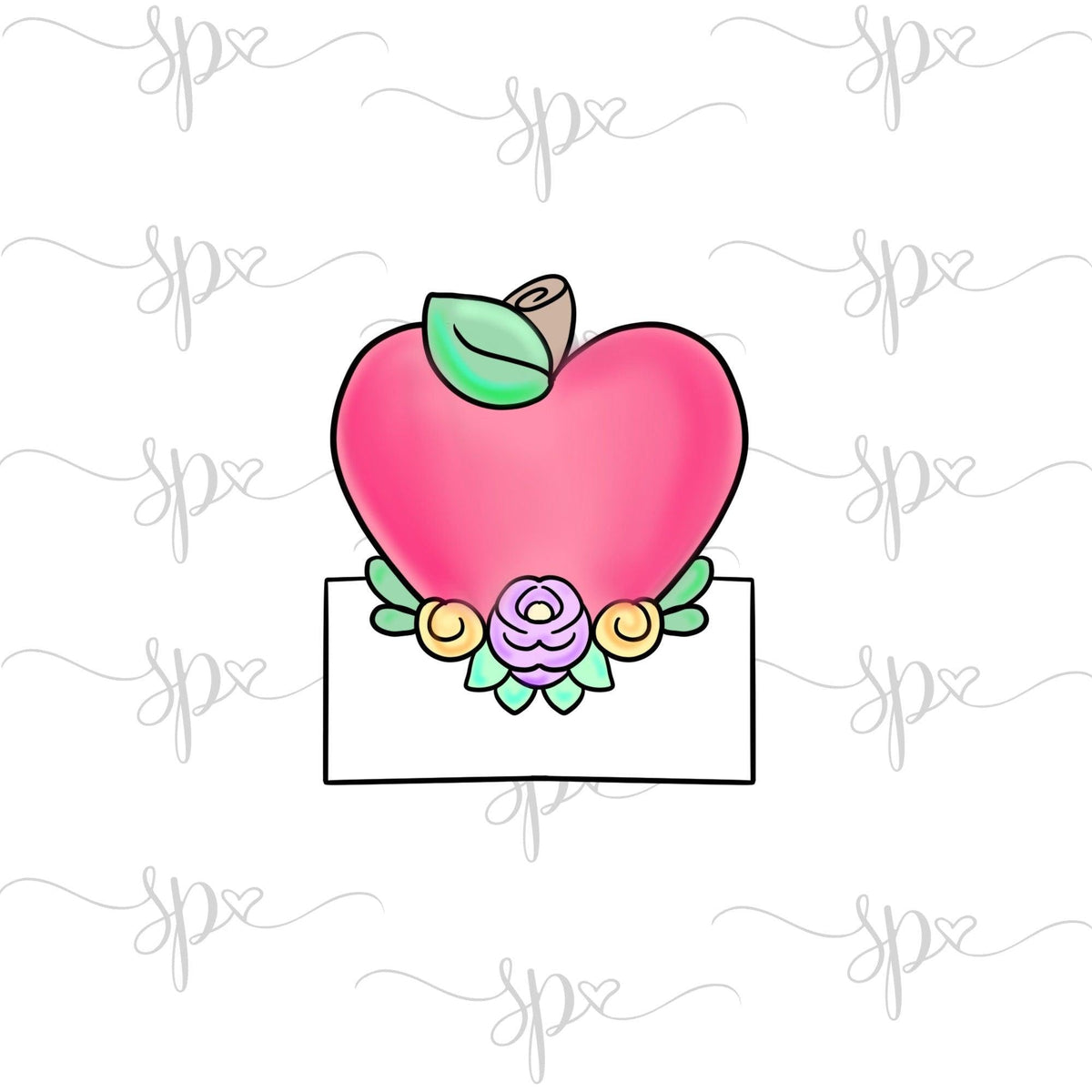 Floral Apple Plaque Cookie Cutter - Sweetleigh 