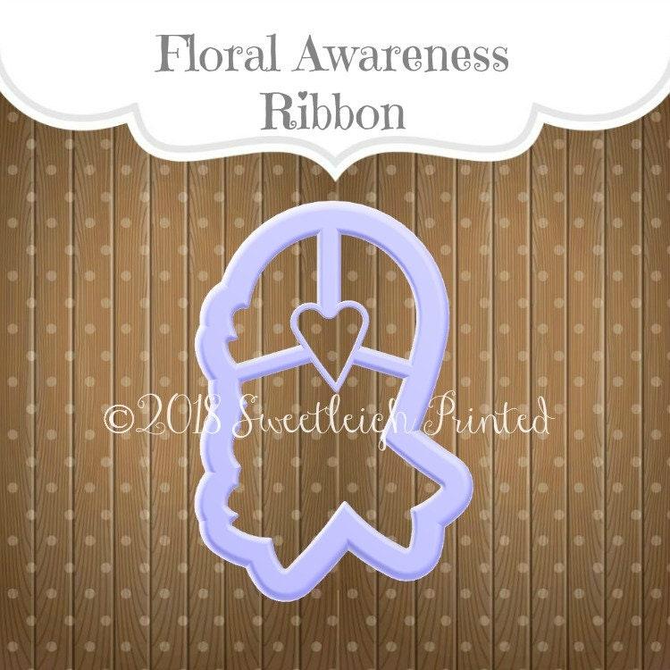 Floral Awareness Ribbon Cookie Cutter - Sweetleigh 