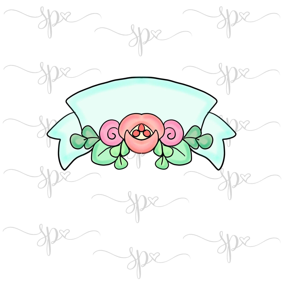 Floral Banner Cookie Cutter - Sweetleigh 