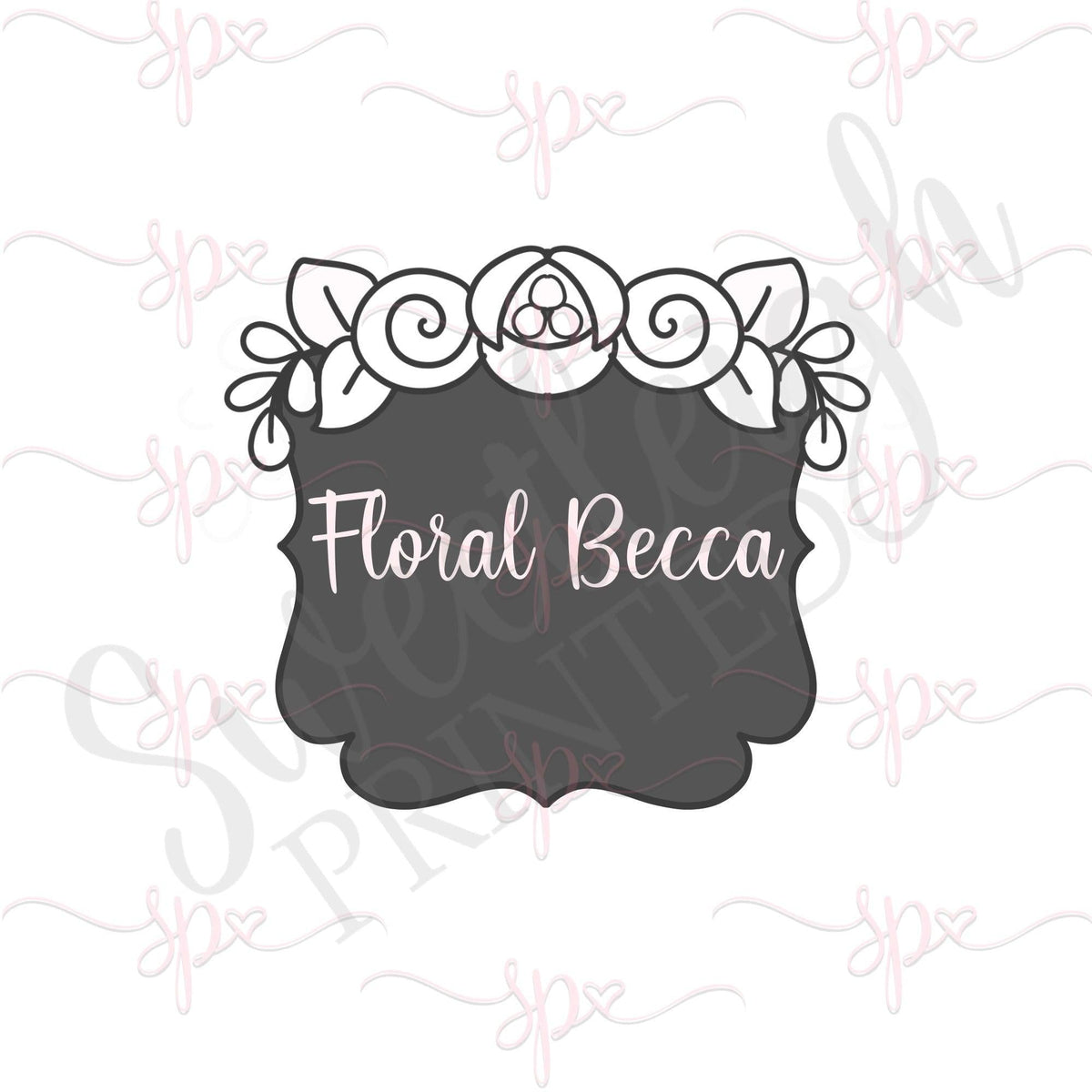 Floral Becca Plaque Cookie Cutter - Sweetleigh 