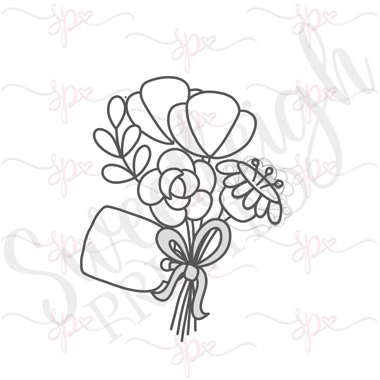 Floral Bouquet with Tag 2020 Cookie Cutter - Sweetleigh 