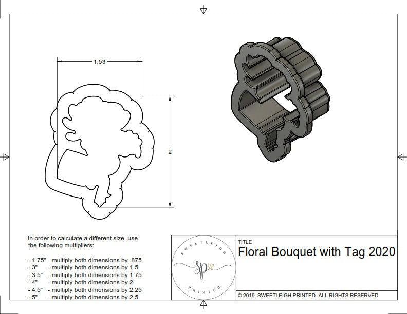 Floral Bouquet with Tag 2020 Cookie Cutter - Sweetleigh 
