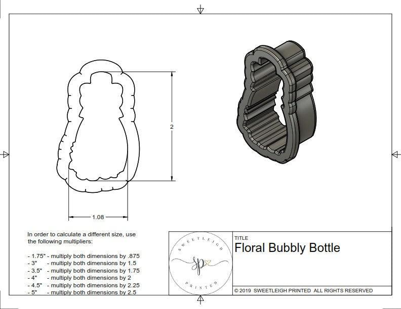 Floral Bubbly Bottle Cookie Cutter - Sweetleigh 