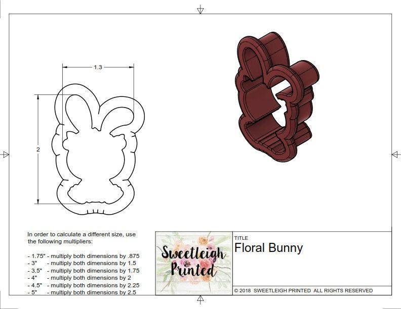 Floral Bunny Cookie Cutter - Sweetleigh 