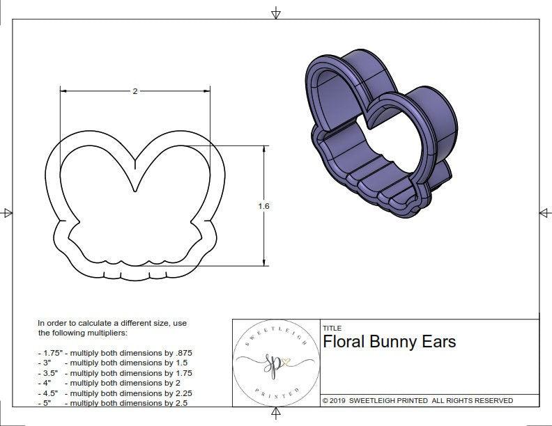 Floral Bunny Ears Cookie Cutter - Sweetleigh 