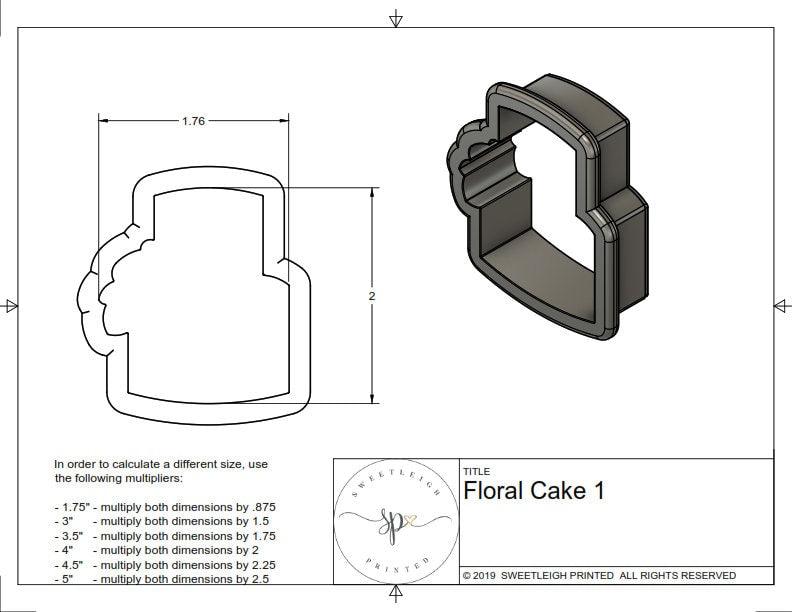 Floral Cake 1 Cookie Cutter - Sweetleigh 